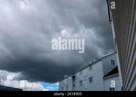 Woodbridge, Suffolk, UK - 16 September 2022 : Storm clouds over the Tide Mill. Stock Photo