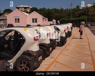 Renault Twizzy in Bermuda. An electric alternative to scooters and busses they are economical and safe. Stock Photo