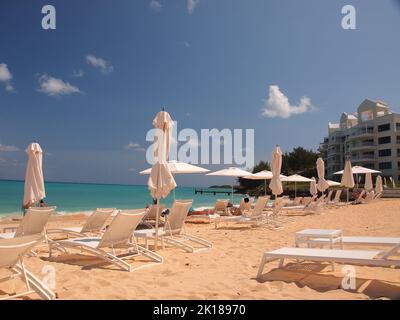 New St. Regis Hotel on St. Catherines beach with Fort St. Catherine in the distance. Stock Photo