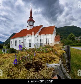 Briksdalen and Olden, Stryn, Vestland, Norway. Stock Photo