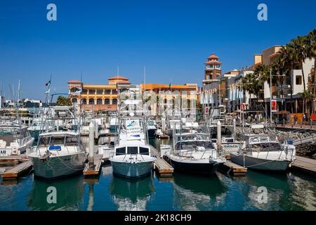 Cabo San Lucas, Mexico - February 11, 2011: The Puerto Paraiso Shopping Mall and Marina. Stock Photo