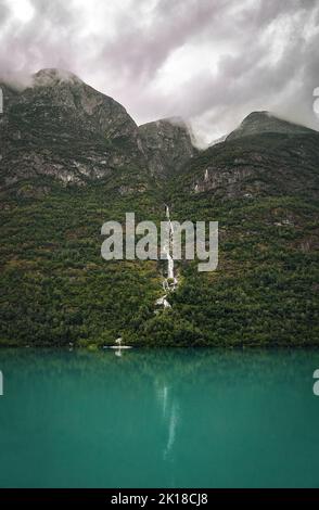 Briksdalen and Olden, Stryn, Vestland, Norway. Stock Photo