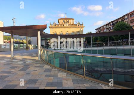 Irun, Guipuzcoa, Basque Country, Spain : Carlos Blanco Aguinaga Library and Cultural Center first opened in 2015 and city hall on San Juan Harri squar Stock Photo