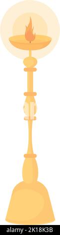 Gold candlestick holder semi flat color vector object Stock Vector
