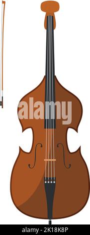 Vector illustration of a contrabass in cartoon style isolated on white background Stock Vector