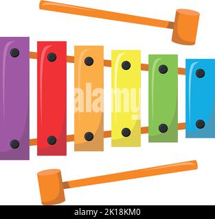 Vector illustration of a xylophone in cartoon style isolated on white background Stock Vector