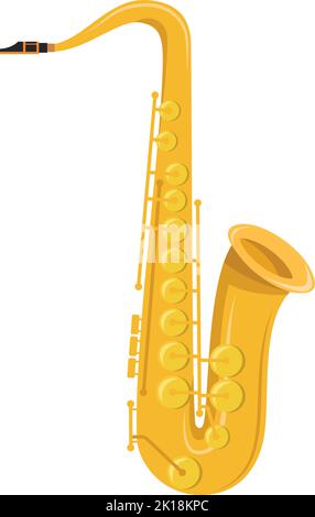 Vector illustration of a saxophone in cartoon style isolated on white background Stock Vector