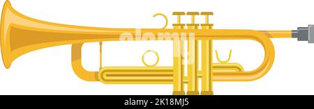 Vector illustration of a trumpet in cartoon style isolated on white background Stock Vector