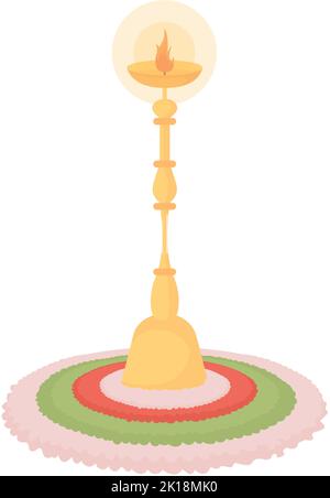 Rangoli candle holder semi flat color vector object Stock Vector