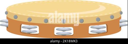 Vector illustration of a tambourine in cartoon style isolated on white background Stock Vector