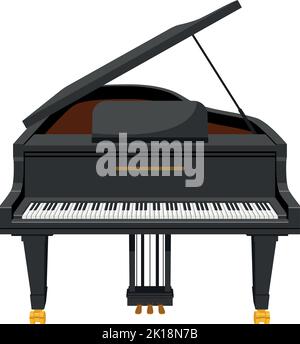 Vector illustration of a grand piano in cartoon style isolated on white background Stock Vector