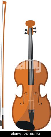 Vector illustration of a violin in cartoon style isolated on white background Stock Vector