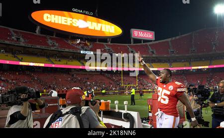 Kansas City, United States. 19th Jan, 2020. Kansas City Chiefs defensive  tackle Khalen Saunders (99) throws confetti in celebration after winning  the AFC Championship, defeating the Tennessee Titans 35-24, at Arrowhead  Stadium