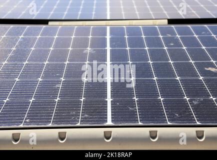 Cracow. Krakow. Poland. Solar panels on deck of the ship. Power source. Stock Photo