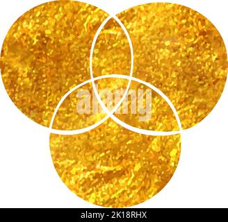 Hand drawn Color wheels icon in gold foil texture vector illustration Stock Vector