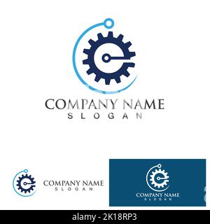 Vector world and gear logo combination. Earth and mechanic symbol or icon. Unique globe and industrial logotype design template. Stock Vector
