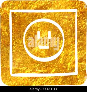 Hand drawn Protected electric outlet icon in gold foil texture vector illustration Stock Vector