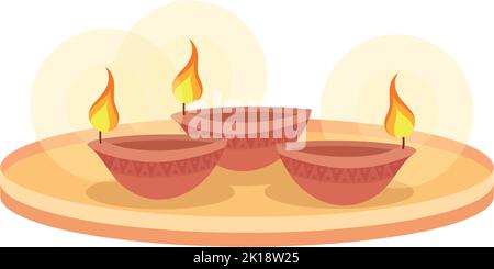 Burning oil lamps on tray semi flat color vector objects Stock Vector