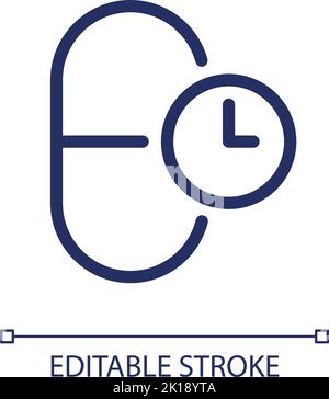 Taking medicine on time pixel perfect linear ui icon Stock Vector