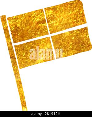 Hand drawn Lineman flag icon in gold foil texture vector illustration Stock Vector