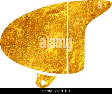 Hand drawn Bicycle head lamp icon in gold foil texture vector illustration Stock Vector