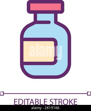 Medication bottle pixel perfect RGB color ui icon Stock Vector