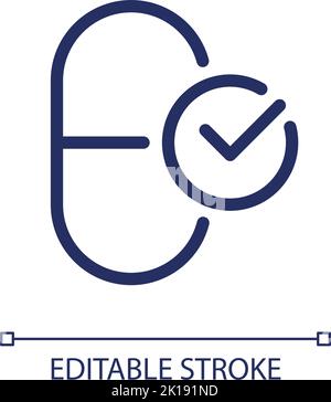 Take medication pixel perfect linear ui icon Stock Vector