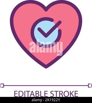 Heart checkup pixel perfect RGB color ui icon Stock Vector