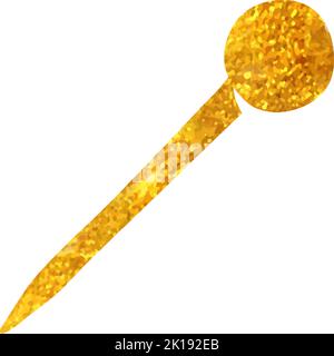 Needle icon in gold glitter texture. Sparkle luxury style vector ...