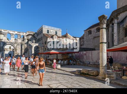 Poljana kraljice Jelene, an old street through Diocletian's Palace, Split, Croatia Stock Photo