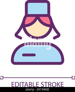 Nurse pixel perfect RGB color ui icon Stock Vector