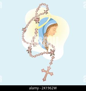 virgin design, vector illustration. Virgin Mary and the Catholic Rose Garden Stock Photo