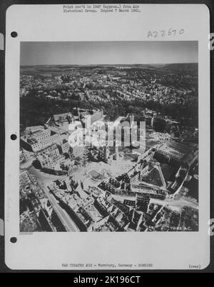 Aerila View Of Wurzburg, Germany, Long Famous As A University Town, After Allied Bombings. 16 May 1945. Stock Photo