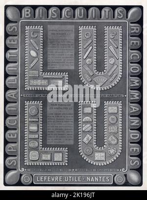 PUBLICITE ANCIENNE 1951 BISCUITS LEFEVRE UTILE LU dessin JEAN ROUDIL FRENCH AD EUR 7,00 - FR