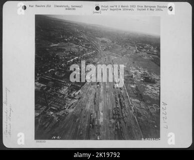 Bomb Damage To Marshalling Yards, Osnabruck, Germany. Stock Photo