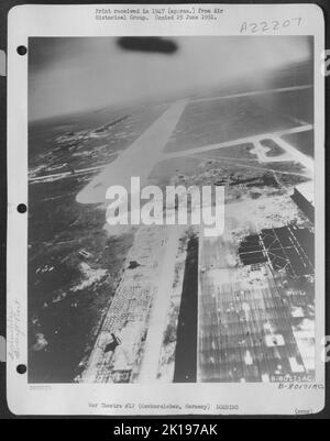 Aerial View Of The Bomb Damaged Fw 190 Plant At Oschersleben, Germany. 10 May 1945. Stock Photo