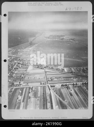 Aerial View Of A Bomb Damaged Airfield At Giebelstadt, Germany. 16 May ...