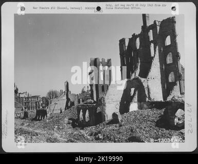 Bomb Damaged Buildings In Kassel, Germany. 29 April 1945. Stock Photo