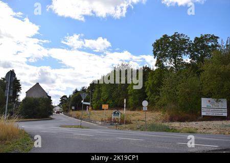 village Thür with street signs Stock Photo