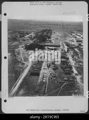 Aerial View Of A Bomb Damaged Plant At Aschaffenburg, Germany. 16 May 1945. Stock Photo