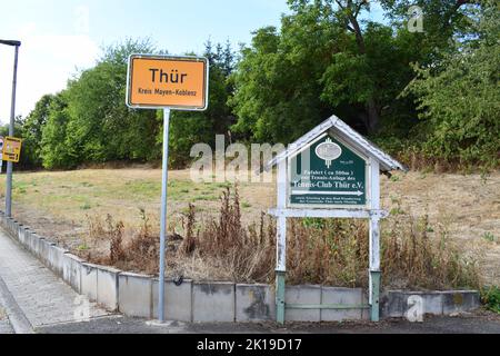 village Thür with street signs Stock Photo