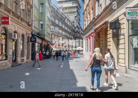 Sarajevo, Bosnia and Herzegovina - June 3, 2022: Ferhadija Street in old city area Bascarsija. Stock Photo