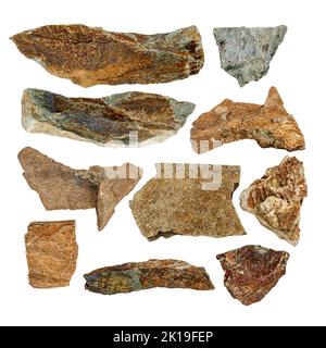 Macro – Building stone collection  isolated on white background, (high resolution) Stock Photo