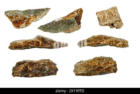 Macro – Building stone collection  isolated on white background, (high resolution) Stock Photo