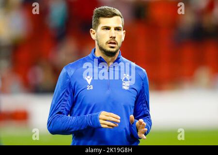 Nottingham, UK. 16th Sep, 2022. 16th September 2022; The City Ground, Nottingham, Nottinghamshire, England; Premier League Football, Nottingham Forest versus Fulham; Remo Freuler of Nottingham Forest during the pre-match warm-up Credit: Action Plus Sports Images/Alamy Live News Credit: Action Plus Sports Images/Alamy Live News Credit: Action Plus Sports Images/Alamy Live News Credit: Action Plus Sports Images/Alamy Live News Stock Photo