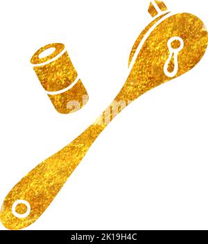 Hand drawn ratchet tools icons in gold foil texture vector illustration Stock Vector
