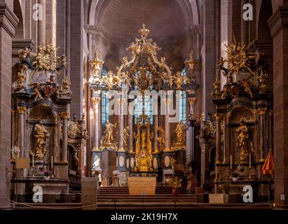 high altar of Balthasar Neumann, St Peter's Cathedral, Wormser Dom, Worms, Rhineland-Palatinate, Germany Stock Photo