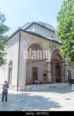 Sarajevo, Bosnia and Herzegovina - June 3, 2022: Gazi Husrev-beg Mosque in old town of Sarajevo. Stock Photo