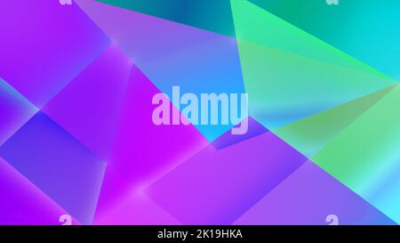 Bright and vibrant neon colored geometric background with color gradients. Abstract illustration in 4k resolution. Copy space. Stock Photo