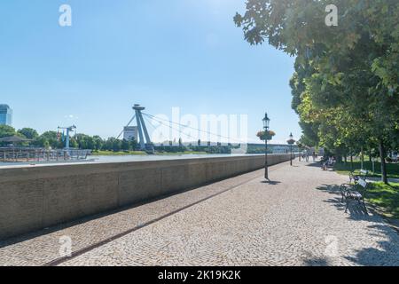 Bratislava, Slovakia - May 31, 2022: Danube river boulevard. Stock Photo